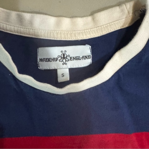 Madcap England Men's Retro Striped 100% Cotton Short Sleeve Shirt Size S - Picture 2 of 5